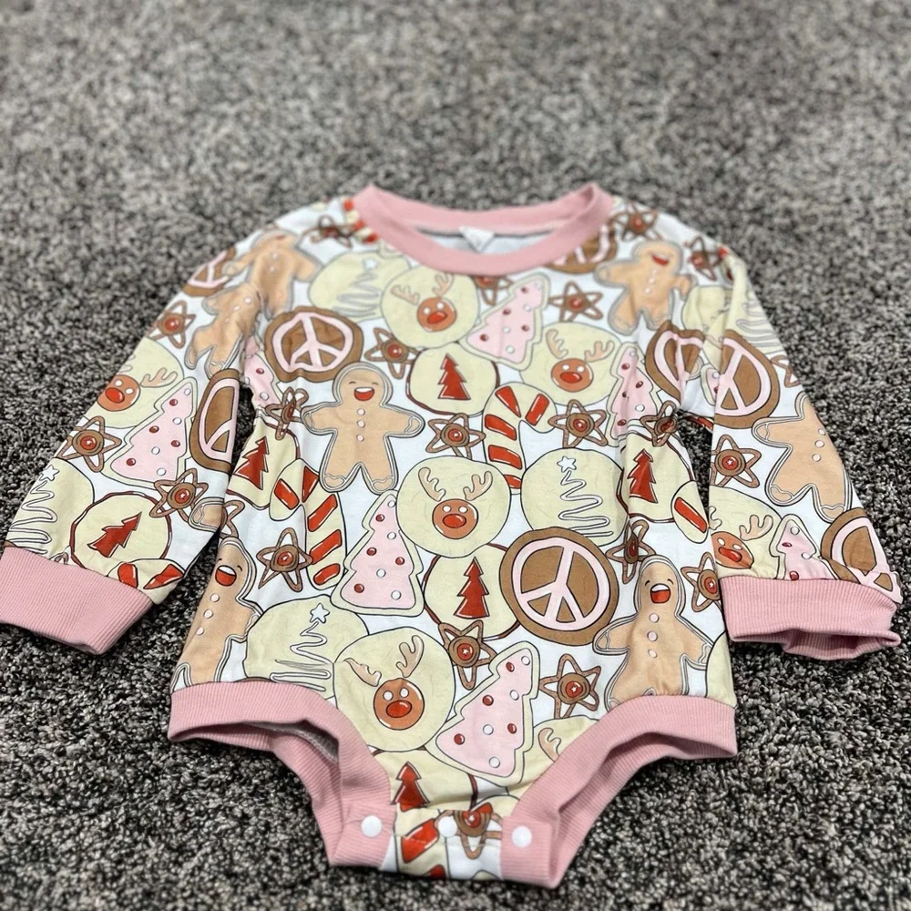 Pink Patterned Kids One Piece - Picture 1 of 2